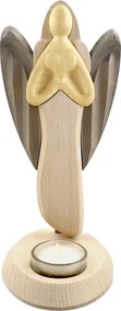 AMADEA Drevený svietnik anjel so srdcom, farebný, výška 25 cm