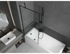 Mexen Next, vaňová zástena 1-krídlová 80 x 150 cm, fixné krídlo, 6 mm číre sklo s čiernym vzorom, čierny profil, 895-080-000-00-70-70