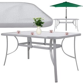 PreHouse Záhradný stôl 150cm: kov + sklo, šedý