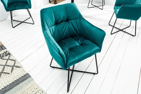 Luxusná jedálenská stolička s lakťovými opierkami Loft tyrkysová