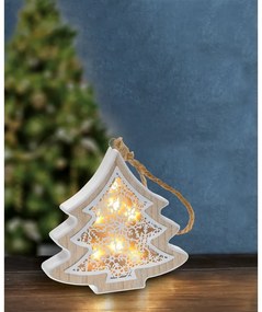Solight 1V45-T LED vánoční stromek, dřevěný dekor, 6LED, teplá bílá, 2x AAA