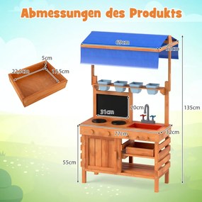 Kuchynka pre deti Detská kuchynka drevená s výškovo nastaviteľným strešným oknom 77 x 52 x 135 cm