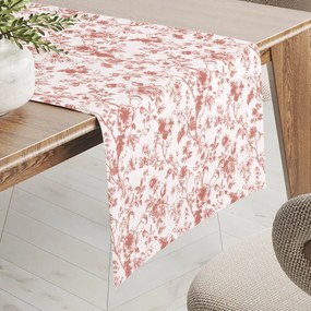 Biante Bavlnený behúň na stôl Sandra SA-640 Lososové kvety na bielom 35x120 cm