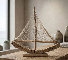 Drevená dekorácia Boath 45 cm hnedá