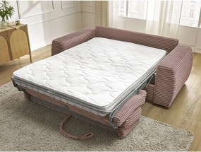 Ružová menčestrová pohovka na každodenné spanie/rozkladacia 220 cm Hugo – Bobochic Paris