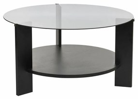 Konferenčný stolík Clara Wood Black s tmavým sklom