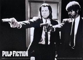 Plechová ceduľa Pulp Fiction - Black and White Guns, (40 x 30 cm)