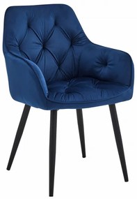 Set dvoch jedálenských stoličiek JORK zamatové, tmavomodré (čierne nohy) 2 ks