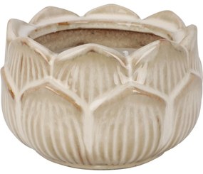 Sviečka v porcelánovom kvetinovom pohári 12 x 7,8cm, béžová