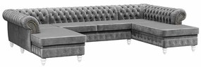 PROXIMA.store - Luxusná sedačka CHESTERFIELD LONG U FARBA NÔH: čierna, DRUH LÁTKY: TORRE - 10, FARBA OZDOBNÝCH ŠPENDLÍKOV: staré zlato
