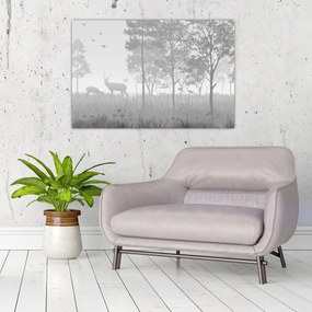 Obraz - Lúka s jeleňami (90x60 cm)