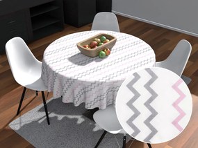 Biante Bavlnený okrúhly obrus Sandra SA-124 Ružovo sivé cik-cak pásiky Ø 150 cm