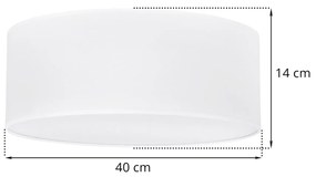 Stropné svietidlo Gaja, 1x biele textilné tienidlo, (biele plexisklo), (fi 40cm)