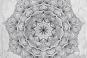 Tapeta abstraktná etnická Mandala v čiernobielom - 375x250