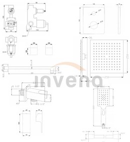 Invena Nyks, podomietková sprchová sada s 2-výstupovým telesom, chróm lesklý, INV-BS-28-0K2-A