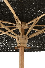 Čierny slnečník s drevenou tyčou Lorie Wood - ∅ 200*260 cm