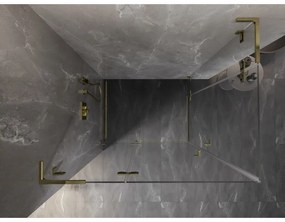 Mexen Lunar, L Duo výklopný sprchový kút 120 x 85 cm, 8mm číre sklo, zlatý profil, 834L-120L-085P-50-00