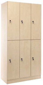 Drevená šatníková skrinka Visio - 6 boxov, 90 x 45 x 185 cm, cylindrický zámok, javor