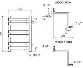Mexen Loop, kúpeľňový radiátor 500 x 375 mm, 253 W, biela, W129-0500-350-00-20