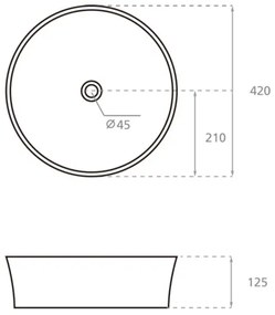 Bathco 4087 - Umývadlo na dosku VOLTA, priemer 42 cm, porcelán/biela