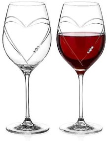 Diamante Swarovski Poháre na víno Hearts 470 ml, 2 ks