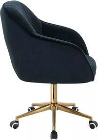 LuxuryForm DESIGN Stolička AVOLA VELUR na zlatej podstave s kolieskami - čierna