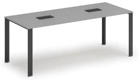 Stôl PRIMO INFINITY 2000 x 900 x 750, sivá + 2x stolná zásuvka TYP V, čierna