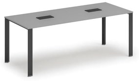Stôl PRIMO INFINITY 2000 x 900 x 750, sivá + 2x stolná zásuvka TYP V, čierna