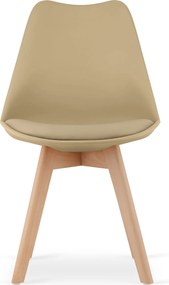 AKCIA Béžová stolička BALI MARK s bukovými nohami II. kvalita