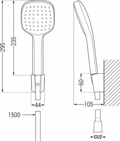 Mexen príslušenstvo - 1-bodový ručný sprchový set R-33, čierna, 785335052-70