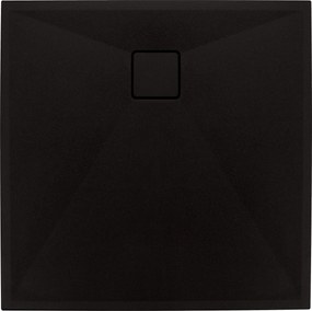 Deante Correo, štvorcová granitová sprchová vanička 90x90x3,5 cm, čierna, KQR_N41B