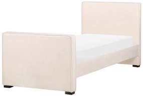 Zamatová posteľ 90 x 200 cm béžová TEENIE Beliani
