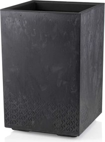 PLASTOVÝ KVETINÁČ NA KOLIESKACH BETONIQUE 60X40X40 CM IMITÁCIA BETÓNU ČIERNA