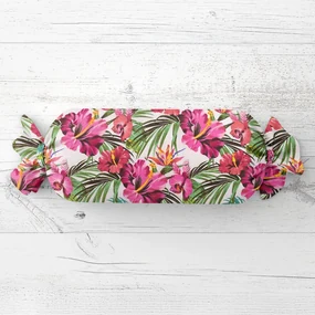 Biante Vankúš valec bonbon Sandra SA-555 Ružovo-červené havajské kvety na bielom 15x40 cm