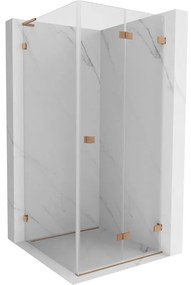 Mexen Lunar-F L, sprchový kút pravý 70 x 70 cm, 8mm číre sklo, profil medená matná, 836L-070-070-65-00-P