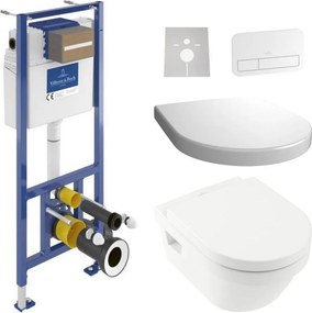 Závesné WC + WC sedátko ARCHITECTURA + tlačidlo + podomietkový modul + podložka