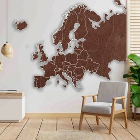 Drevená mapa na stenu Európa | SENTOP M009: Prírodná preglejka - Topoľ  natural 40 x 50 cm 4187-66036 M009