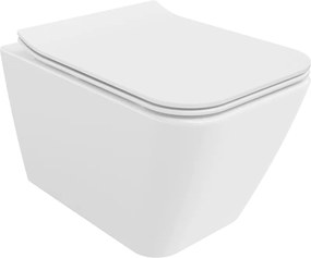 Mexen Cube WC misa Rimless so sedadlom s pomalým zatváraním slim, duroplast, biely lesk - 30924000