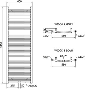 Mexen Ares, vykurovacie teleso 1800x600 mm, 756 W, zlatá lesklá, W102-1800-600-00-50