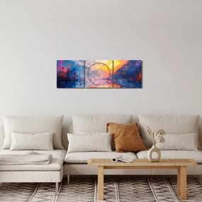 Obraz - Maľba krajiny (s hodinami) (90x30 cm)