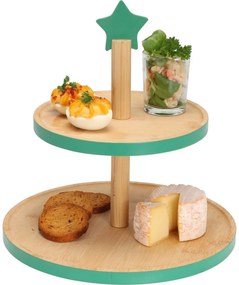 Bambusový etažér na cukroví 2 poschodia, zelená