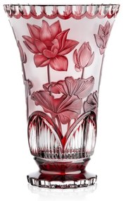 Bohémia Crystal Ručne brúsená váza Lotos Rubín 305mm