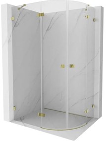 Mexen Lunar, polkruhový sprchový kút naklápací doľava 100 x 80 cm, 8mm číre sklo, zlatý profil, 833-100L-080P-50-00