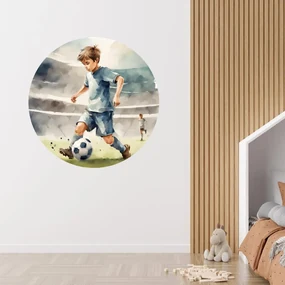 PIPPER. Kruhová samolepka na stenu "Chlapec futbalista" Veľkosť: 60 cm