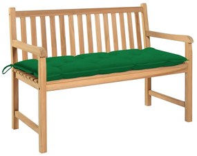 Záhradná lavička, zelená podložka 120 cm, tíkový masív 3062696