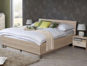 Posteľ Ela 180x200 cm,dub Sonoma, s roštami  a perinákmi