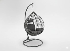 CH ZÁVESNÁ STOLIČKA, TMAVOŠEDÁ, VANKÚŠ – TMAVOŠEDÝ, RÁM – TMAVOŠEDÝ 118X107XD68CM