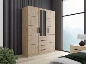 Šatníková skriňa so zrkadlom Korku D3, Farby: Dub artisan, Nadstavec: áno