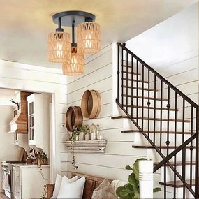 Toolight Toolight, stropné svietidlo 3xE27, APP1624-3C, hnedá-čierna, OSW-04127