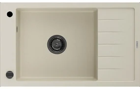 Mexen Elias granitový jednokomorový drez s odkvapkávačom 795 x 480 mm, Béžová, Sifón Čierna - 6511791005-69-B